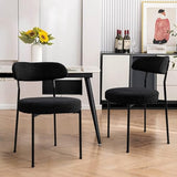 JETEAGO Dining Table and Chair Set 31.5" Black Round Table&2 Boucle Upholstered Chairs for Kitchen Dining Room Small Space 3 Piece Dining Table and Chair Set (Black) JETEAGO