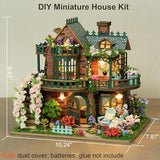 ISSEVE DIY Miniature House Kit, Tiny House Dollhouse Kit for Adults, Mini House Building Kits, Miniature Kit Adult Craft Diorama Kit Home Bookshelf Decoration, Gifts for Birthday (Fairy Garden House)