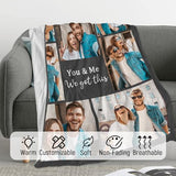 Cara Nonna Custom Blanket with Photo Personalized Blankets and Throws Picture Blanket for Christmas Valentine's Day Birthday Customized Couple Gifts for Girlfriend Boyfriend Wife Husband (6 Photo) Cara Nonna