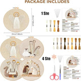 YOUDRN Nativity Scene Embroidery kit,Christmas Cross Stitch Kits,DIY Embroidery Kit for Adults with Pattern,Cotton Threads,Needles,Instruction,20cm Hoop,for Decor Home Room (Angel)
