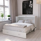 AFI Hamilton Queen Murphy Bed Chest with Mattress, Storage, and Built-in Charger in White AFI