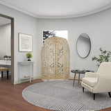 Deco 79 Wood Floral Handmade Foldable Arched Partition 4 Panel Privacy Screen with Intricately Carved Designs, Room Divider 60" x 2" x 72", White Deco 79