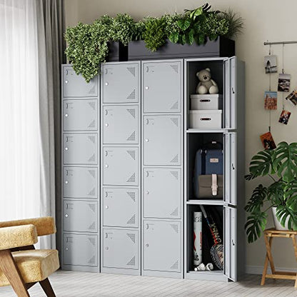 Letaya Metal Lockers for Employees,71" Steel Storage Cabinet with 6 Door Lockable for Office Staff,Home Sundries,Gym,School (Gray) - WoodArtSupply