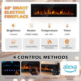 oneinmil 90" Fireplace TV Stand, 60 Inch Smart Fireplace & Modern Entertainment Center, Fire Place TV Console with WI-FI Enabled for TVs Up to 100", TV Stands for Living Room, Black oneinmil