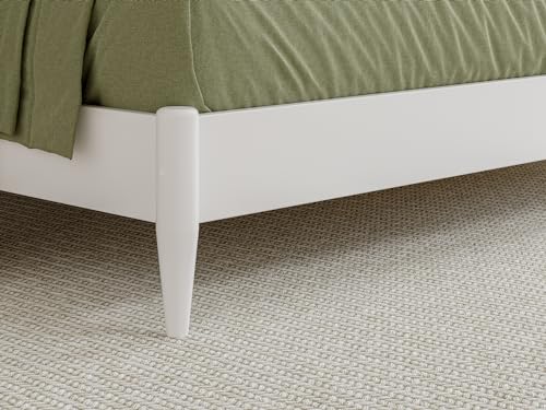 Valencia King Solid Wood Low Profile Sleigh Bed with Charging Station - White AFI