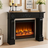 HOMEDIARY 44.5" Fireplace Mantel, Freestanding Fireplace Surround with Leg for Electric Fireplaces, MDF Mantel Surround with Shelf for Living Room with Decorative Pattern, Anti-Tipping & Waterproof HOMEDIARY