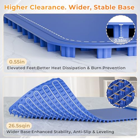 Warming Mat for Food Extra Large 32"x15", Electric Silicone Food Warmer Trays for Chafing Dishes & Buffet,Portable Countertop Food Warmers for Parties, 7-Level Temp 8-Hour Timer， Blue FJAU