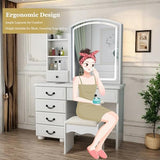 Runboll Elegant Vanity Desk with Lighted Mirror, 6 Drawer White Dressing Table Set for Bedroom, Features Adjustable 3-Color LED Lights, Perfect Makeup Vanity with Storage Runboll
