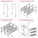 JSB 3-Tier Adjustable Shelving Unit, Heavy Duty Storage Rack Organizer Metal Corner Shelf for Kitchen Living Room Laundry Pantry Bathroom (White, 3 Tier)… JSB