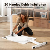 Gamork Electric Standing Desk,32x24 Inches Adjustable Height Stand up Desk, Sit Stand Home Office Desk with Splice Board, 3 Preset Heights,Equipped with Hooks,Ergonomic Computer Desk Workstation，White Gamork