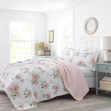 Laura Ashley - Twin Quilt Set, Soft Cotton Bedding with Reversible Design, Lightweight Bedding for Year Round Comfort, 2 Piece Bed Set with Matching Pillowcase (Honeysuckle Pink) Laura Ashley