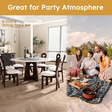 Wohh 9-Piece Round Dining Table Set, 59" Sintered Stone Table with Walnut Base, 6-8 People, Modern Style Wohh