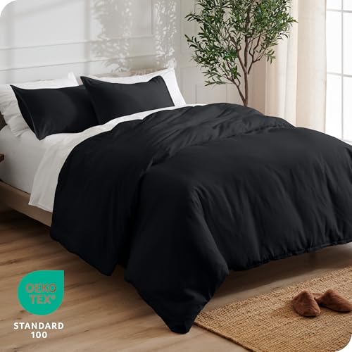 Bare Home Bedding Duvet Cover Queen Size - Premium 1800 Super Soft Collection - Lightweight, Cooling Duvet Cover - Soft Breathable Bedding (Queen, Black) Bare Home