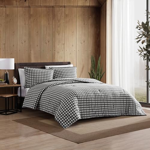 Eddie Bauer - King Comforter Set, Reversible Cotton Bedding with Matching Shams, Luxurious Bedding Set for Colder Months (Preston Grey, King) Eddie Bauer