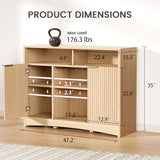 Amada Coffee Bar Cabinet with Wine Glass Rack, 47.2" Buffet Sideboard with Adjustable Shelves, Storage Cabinet for Kitchen,Entryway,Dining Room, Home Bar, Holds 200 lbs, Soft-Close Hinges,Natural Oak AMADA HOMEFURNISHING
