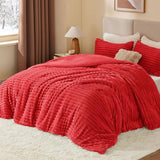 BEDELITE Fleece King Comforter Set -Super Soft & Warm Fluffy Red Bedding, Luxury Fuzzy Heavy Bed Set for Winter with 2 Pillow Cases BEDELITE