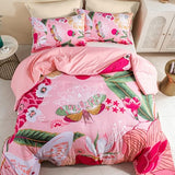 Tyrot Pink Boho Floral King Comforter Set - 3 Piece Farmhouse Botanical Bedding Comforter Sets for All Season Soft Lightweight Mid Century Modern Bed Set, (1 Reversible Comforter and 2 Pillow Shams Tyrot