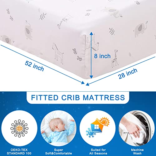 Wowelife Elephant Crib Bedding Set Gray, Premium 3-Piece Baby Bedding Set Elephant, Safari Newborn& Infant Nursery Bedding Set for Baby Boy, Gray Wowelife