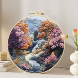 Hzkokon 2 Pack Embroidery Kit for Beginners Adults Cross Stitch Kits Hand Embroidery Kit Includes Stamped Flower Pattern, Hoop, Color Threads,Tools & Follow Instruction