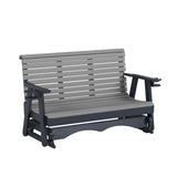 ECOMMERSIFY INC 5FT-Dark Gray-Poly Lumber ROLL Back Porch Glider with Cupholder arms Heavy Duty Everlasting PolyTuf HDPE - Made in USA - Amish Crafted ECOMMERSIFY INC