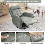 choairy Swivel Rocker Recliner Chair for Adults, Recliner Chairs for Small Spaces, Faux Leather Manual Reclining Sofa Chair, Comfy Soft Nursery Rocking Chair for Living Room， Olive Green