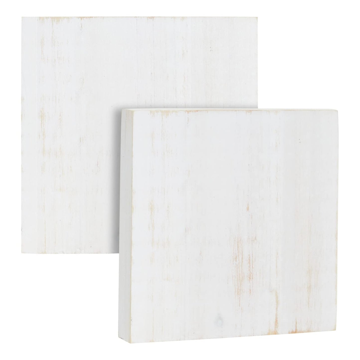 6 Pack White Washed Craft Wood Board Panels with Hardware Included for DIY Signs, Paintings (5 x 5 in)