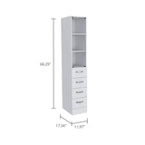 DEPOT E-SHOP Magna Linen Cabinet with Three Shelves, Four Drawers, and Metal Handles, 68" H, White, Bathroom DEPOT E-SHOP