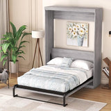 Ball & Cast Murphy Bed Full Size,Hideaway Beds Chest with Wardrobe,can be Folded,Wall Bedframe w/Wood Slat Support,No Box Spring Needed,for Bedroom Apartment,Grey Ball & Cast