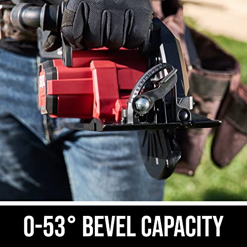 SKIL 2x20V PWR CORE 20 Brushless 7-1/4” Rear Handle Circular Saw Kit Includes Two 5.0Ah Batteries and Dual Port Auto PWR Jump Charger-CR5429B-20, Red Skil