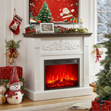 Electric Fireplace with Mantel, Farmhouse Electric Fireplaces TV Stand, Fireplace Entertainment Center with Heater and Realistic Stacked Stone Surround for Living Room, Bedroom HDDDZSW