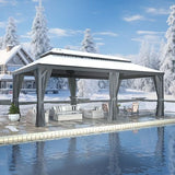 Yardenaler 14x20 FT Hardtop Gazebo Canopy with Double Galvanized Steel Roof, Permanent Outdoor Pavilion with Curtain & Mesh Netting for Patio. Garden, Backyard, Black Yardenaler