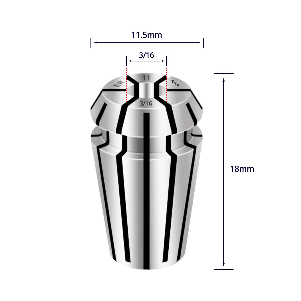 Tools ER11 3/16 Inch Size High Precision Spring Collets Set, Accuracy Within 0.008 mm,Within 5000RMP router collets For CNC Milling Engraving Chuck Lathe Tool Holder Workholding Engraving,1pcs WEXWE