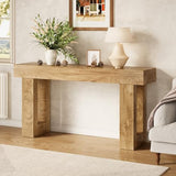 LITTLE TREE 63 Inches Long Console Table for Entryway, Sofa Table Behind Couch, Wooden Entry Table Foyer Hallway Table, Industrial Console Sofa Table for Living Room, Oak Color LITTLE TREE