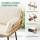 YITAHOME Love Seat Patio Sofa, All-Weather Wicker Large Loveseats Patio Sectional Furniture with Cushions & Lumbar Pillows, Outdoor Patio Furniture Set for Patio, Balcony, Backyard, Deck, Poolside YITAHOME
