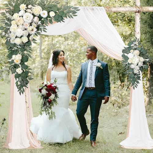 BMQDSM Faux Flowers Arch Flowers with Drapes (Set of 5) Wedding Decor and Wedding Arch Draping Artificial Flower Arrangements Wedding Decorations for Reception Wedding (White) BMQDSM