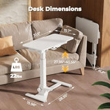 JOY worker Foldable Overbed Bedside Table, 180° Tiltable Mobile Standing Desk with Wheels, 31.5" Pneumatic Height Adjustable Rolling Laptop Desk for Home & Hospital Use, Easy Storage, White JOY worker