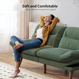 Pipishell Futon Sofa Bed, 75 Inch Corduroy Futon Couch Convertible with Adjustable Backrest and Armrests, Recliner Sleeper Sofa for Small Spaces, Living Room, Office, Guest Room (Green, 75 Inch) Pipishell