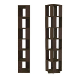 QIHANG-US 6-Tier Rotating Wooden Bookcase in Black Walnut – Modern Floor Standing Shelf for Home and Office QIHANG-US