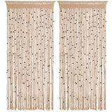 BECHAEO Macrame Beaded Curtain Boho Handmade Cotton Door String Curtain for Doorway Window Wooden Beads Hanging Hippie Room Divider Closet Bedroom Privacy Decor, 2 Panels 79" x 35" BECHAEO