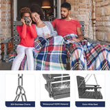 KINGYES Outdoor Hanging Porch Swing, 2 Seat Patio Swing Chair with Cup Holders, Waterproof Swing Chair Bench for Courtyard & Garden, 660LBS Weight Capacity, Gray KINGYES