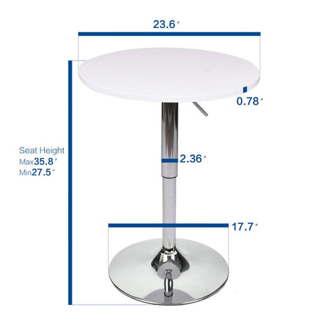 ARTETHYS Bar Table and Chairs Set of 3 White Heigh Adjustable Round Pub Desk and 2 Swivel White Counter Height Barstools for Dining Room Home Kitchen Bistro ARTETHYS