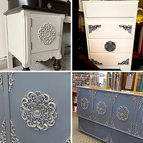 MUXSAM Retro Wood Carved Onlays Appliques, Round Solid Woodcarvings Center Decals for Closet Door Cabinet Drawer Wall Ceilling Dresser Wardrobe MUXSAM