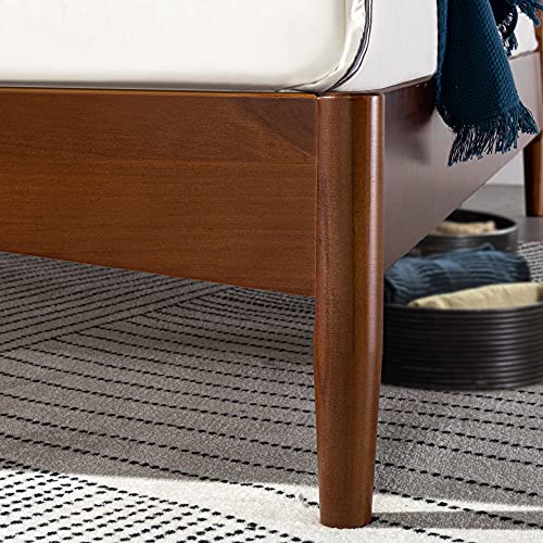 ZINUS Linda Mid Century Brown Wooden Platform Bed Frame - No Box Spring Needed, Easy Assembly, King Size - WoodArtSupply