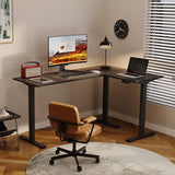 SANODESK Electric Height Adjustable 3-Leg L Shaped Standing Desk Frame, Support up to 220lbs, Sit Stand Ergonomic L Desk Frame Only, Black SANODESK