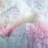 Wajade Faux Fur Plush Rainbow Comforter Set Fluffy Fuzzy Shaggy Bedding Set - 3PC Full Size Microfiber Soft Warm Quilt Set Wajade