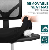 DUMOS Armless Office Chairs with Wheels, Ergonomic Adjustable Home Desk Swivel Rolling Task Chair No Arms, Comfy Mesh Mid Back Computer Work Vanity Desk Chairs for Small Spaces, Dark Black DUMOS