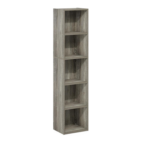 Furinno Luder Bookcase / Book / Storage, 5-Tier Cube, French Oak Furinno