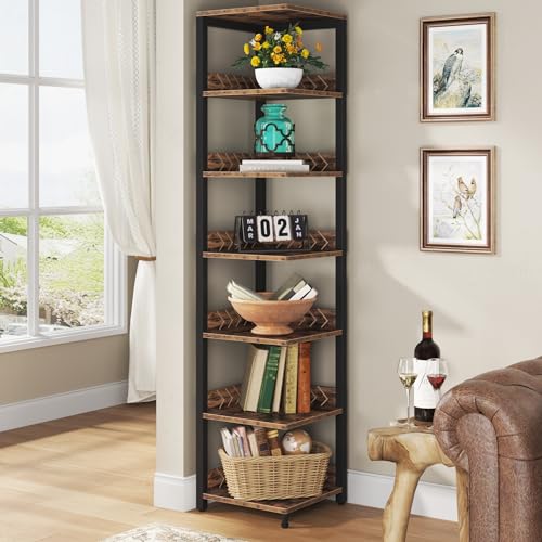 Tribesigns 6-Tier Tall Corner Bookshelf - Space-Saving Storage Rack for Small Spaces - WoodArtSupply