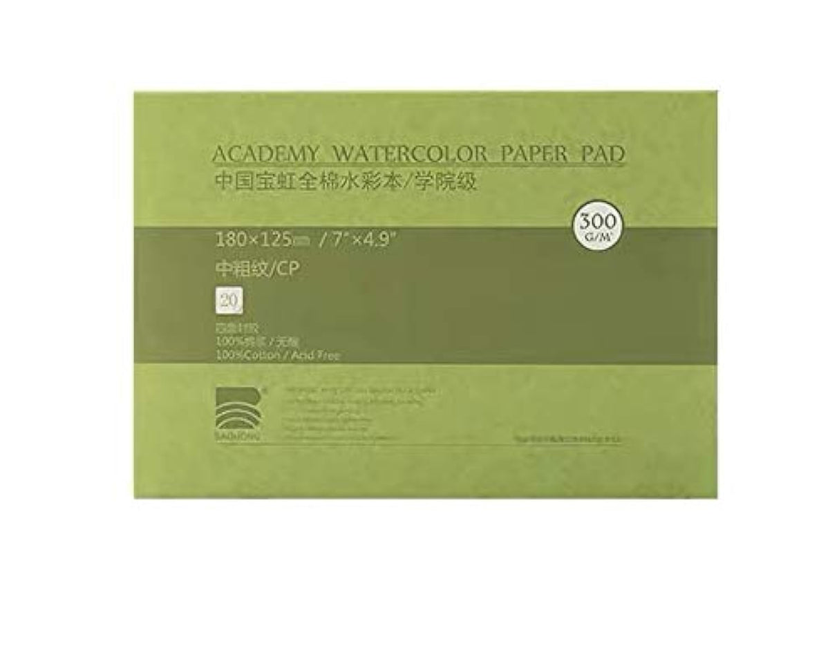 Watercolor Paper Block, BAOHONG Academy Grade Watercolor Block, 100% Cotton, Acid-Free, 140LB/300GSM, Cold Press Textured, 20 Sheets per Block (Cold Press 4.9" x7“”) BAOHONG