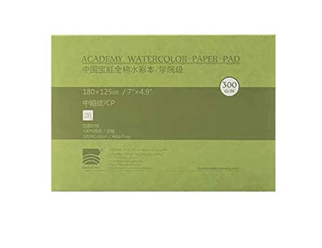 Watercolor Paper Block, BAOHONG Academy Grade Watercolor Block, 100% Cotton, Acid-Free, 140LB/300GSM, Cold Press Textured, 20 Sheets per Block (Cold Press 4.9" x7“”) BAOHONG